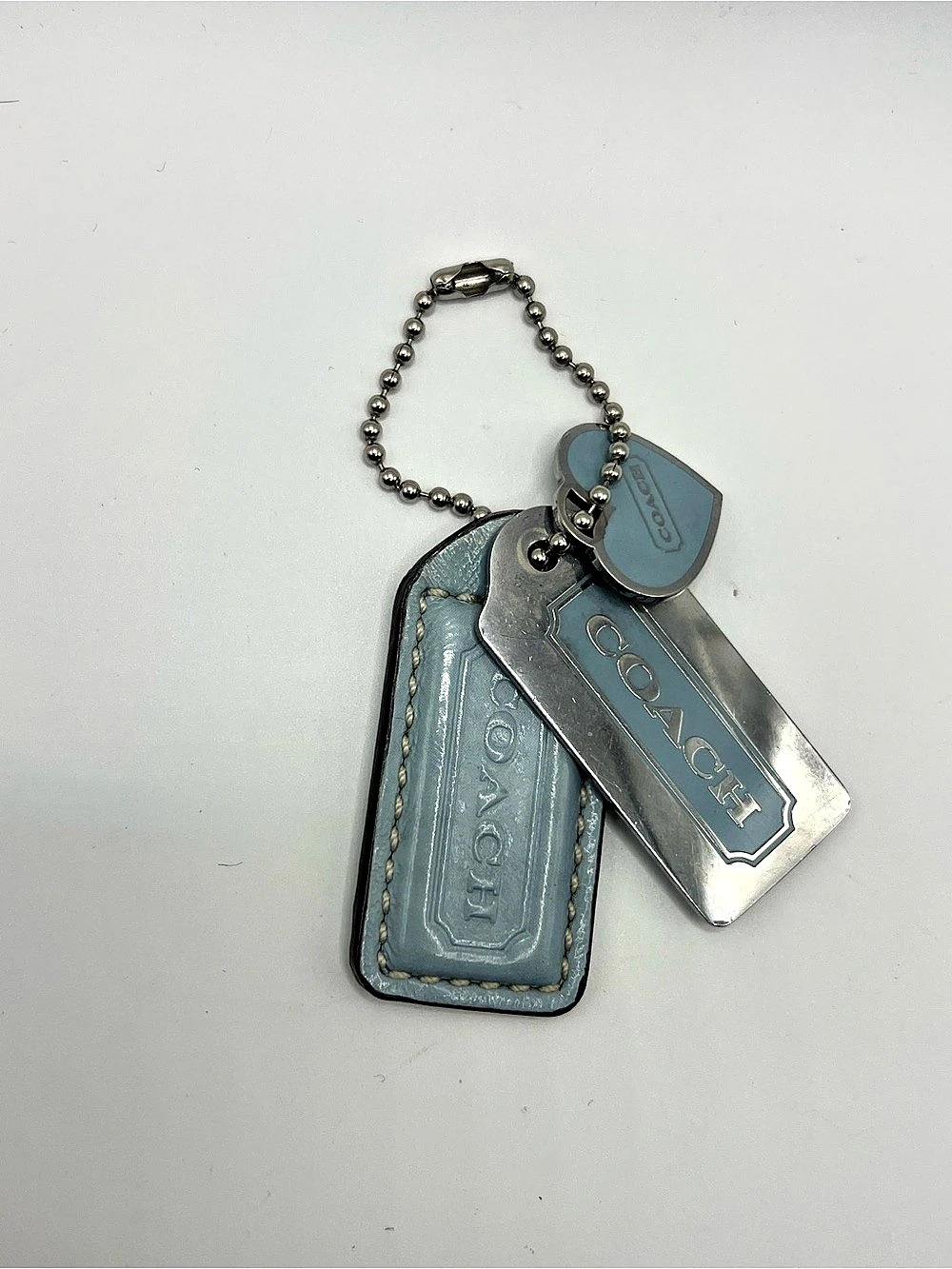 Coach Leather Key Fob in Blue